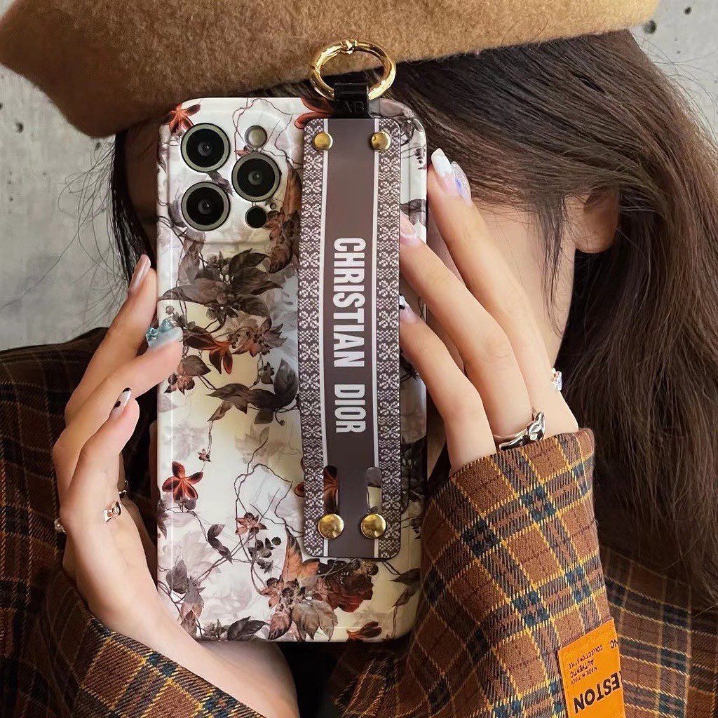 Luxury Brand CD White Floral Strap Belt Case Cover - iPhone