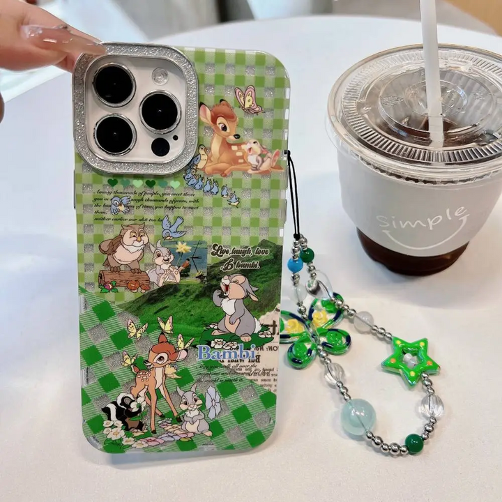 Bambi Family Camera Shimmer Case With Pendant Charm - iPhone