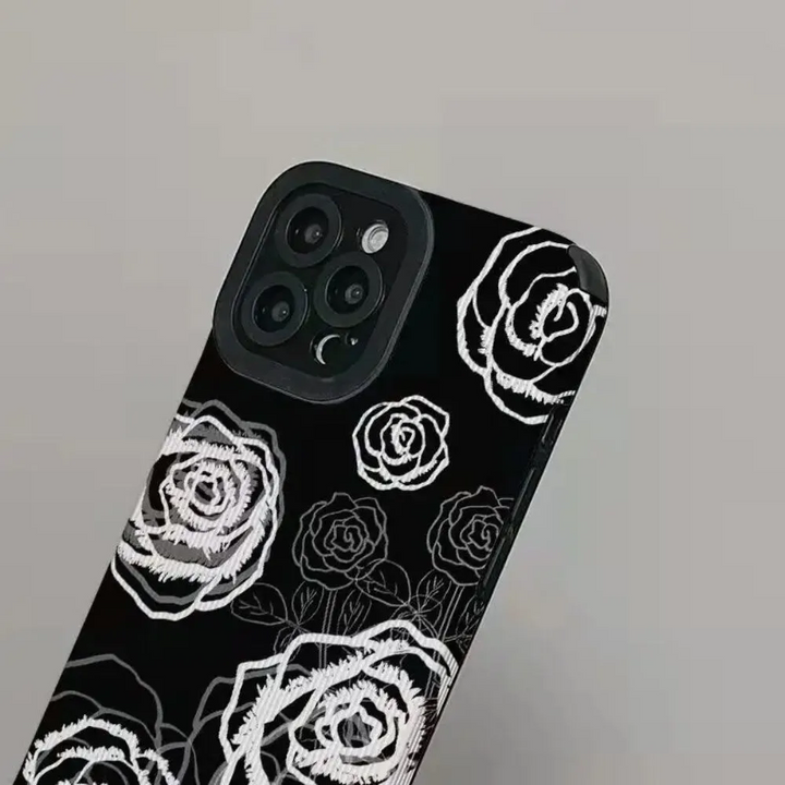 Classic Black & White Elegance Flower Camera Protection Case - iPhone