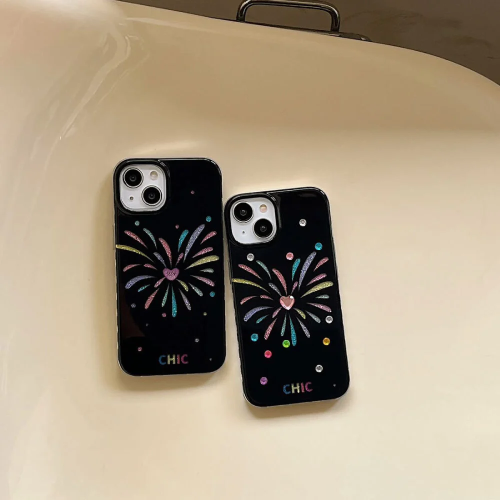 Bold Black with Rainbow Firework Case - iPhone