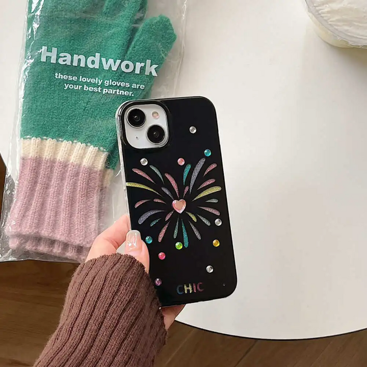 Bold Black with Rainbow Firework Case - iPhone