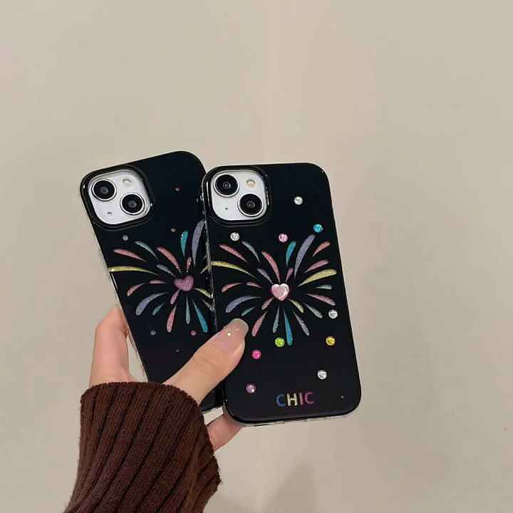 Bold Black with Rainbow Firework Case - iPhone