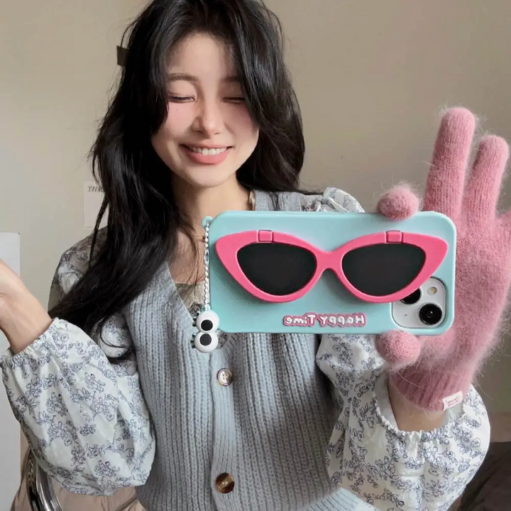 Pink Sunglasses Character Phone Case - iPhone