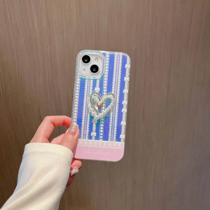 Hologram Cute Heart Pendant Case - iPhone