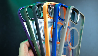 Metal Stand Hybrid Non-Yellowing Case with Camera Protection Rings - iPhone