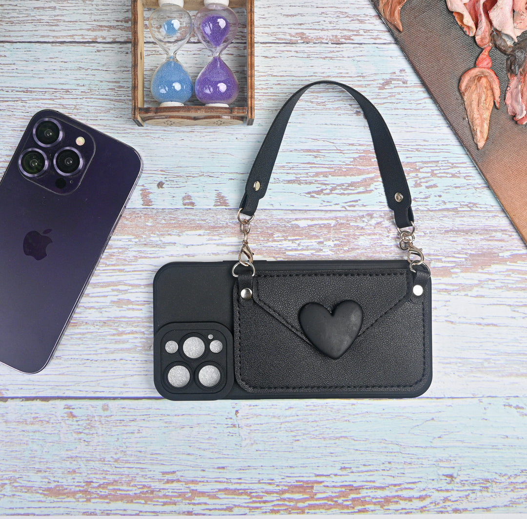 Heart Wallet Case With Hanging - iPhone