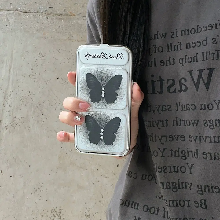 Folding Phone Stand Dark Butterfly Case - iPhone