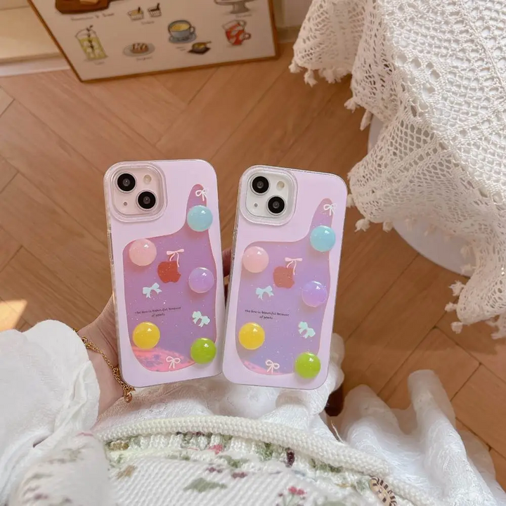 Gem Ribbon Case With Pastel Candies - iPhone