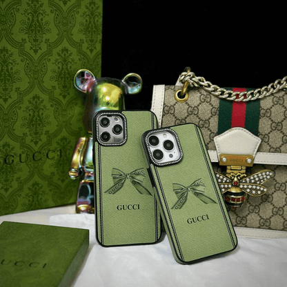 Luxury Brand G*cci Case With Daimond Camera Chrome - iPhone