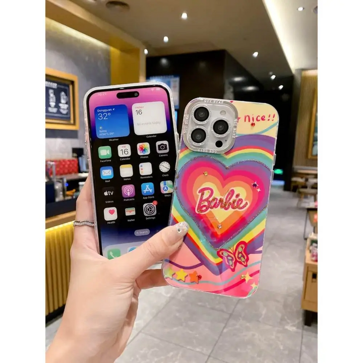 Rainbow Barbie Heart With Camera Ring - iPhone