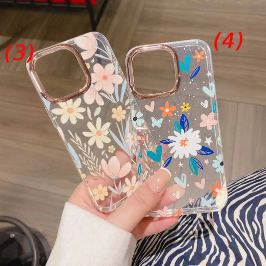 Crystal Chrome Floral Clear Case - iPhone