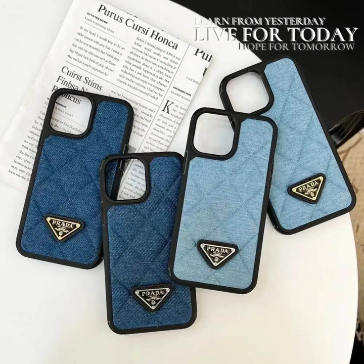 Luxury Brand Prad* Leather Jeans Case - iPhone