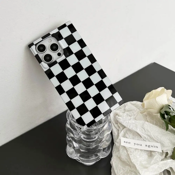 3D Black And White Rectangular Case - iPhone