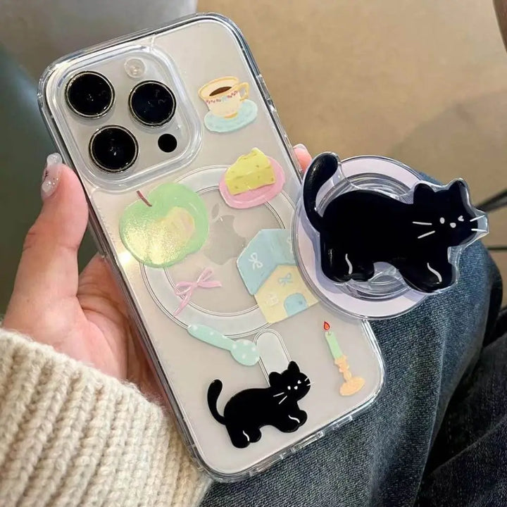 Cute Black Cat With Charm - iPhone