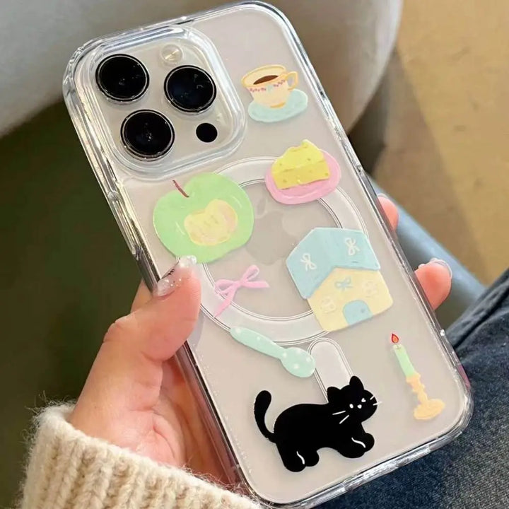 Cute Black Cat With Charm - iPhone