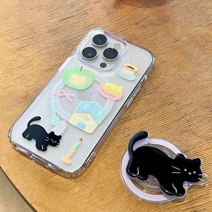 Cute Black Cat With Charm - iPhone