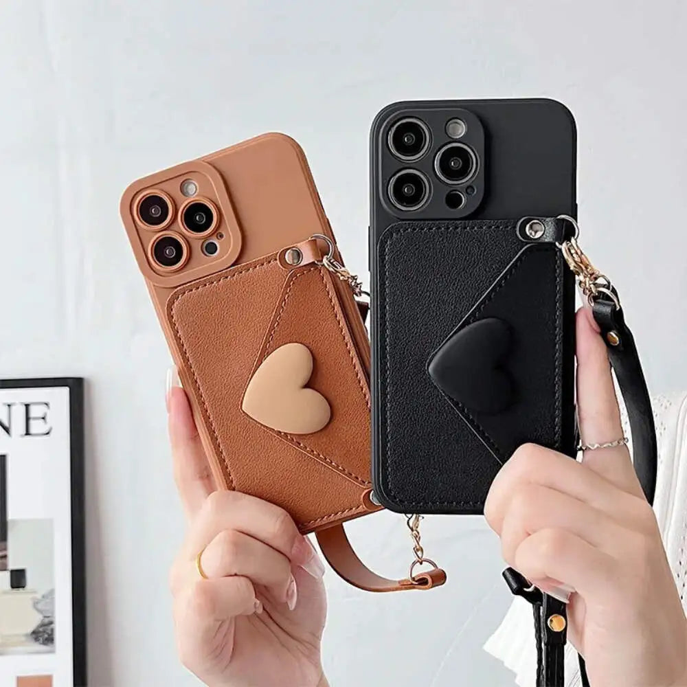 iPhone Heart Wallet Case With Hanging - iPhone