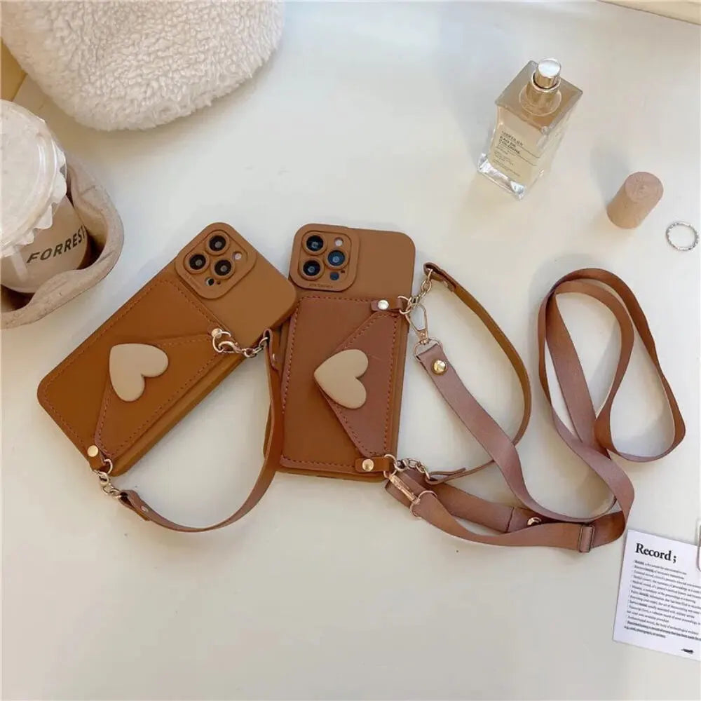 iPhone Heart Wallet Case With Hanging - iPhone