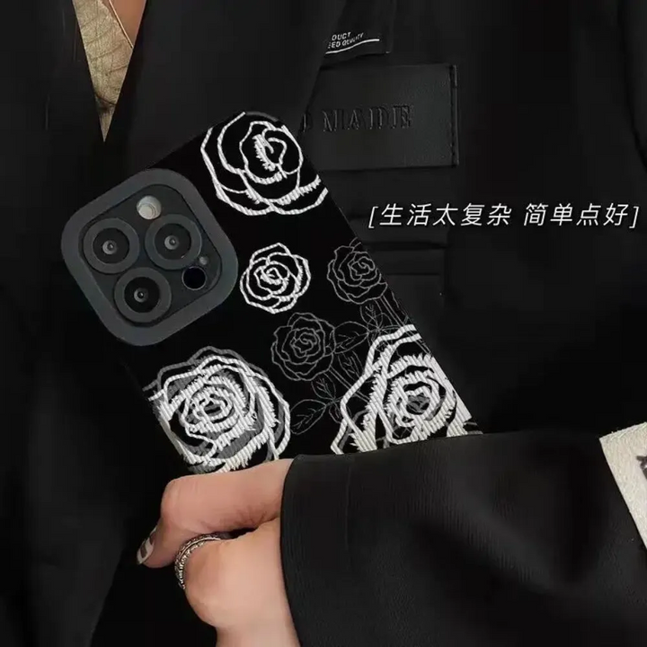 Classic Black & White Elegance Flower Camera Protection Case - iPhone