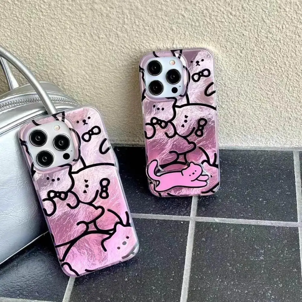 Cats Graffiti Pink Stand Case - iPhone