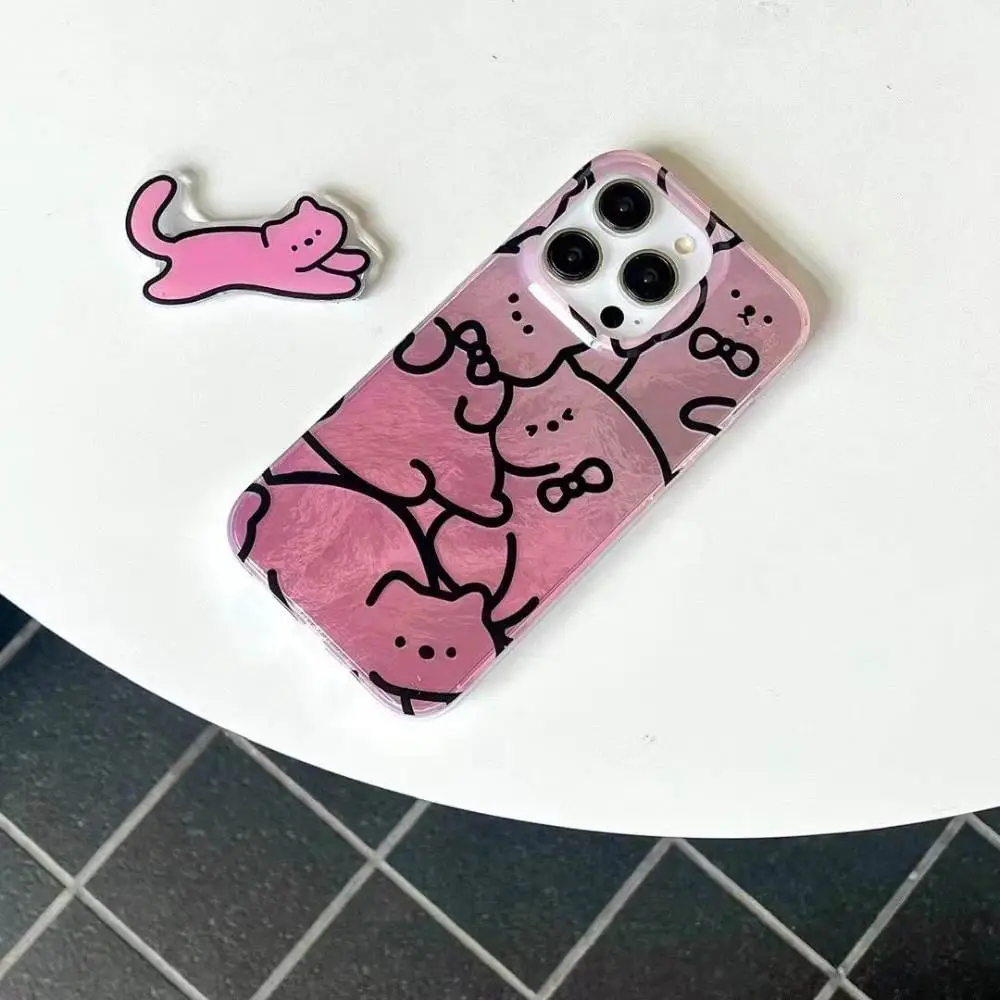 Cats Graffiti Pink Stand Case - iPhone