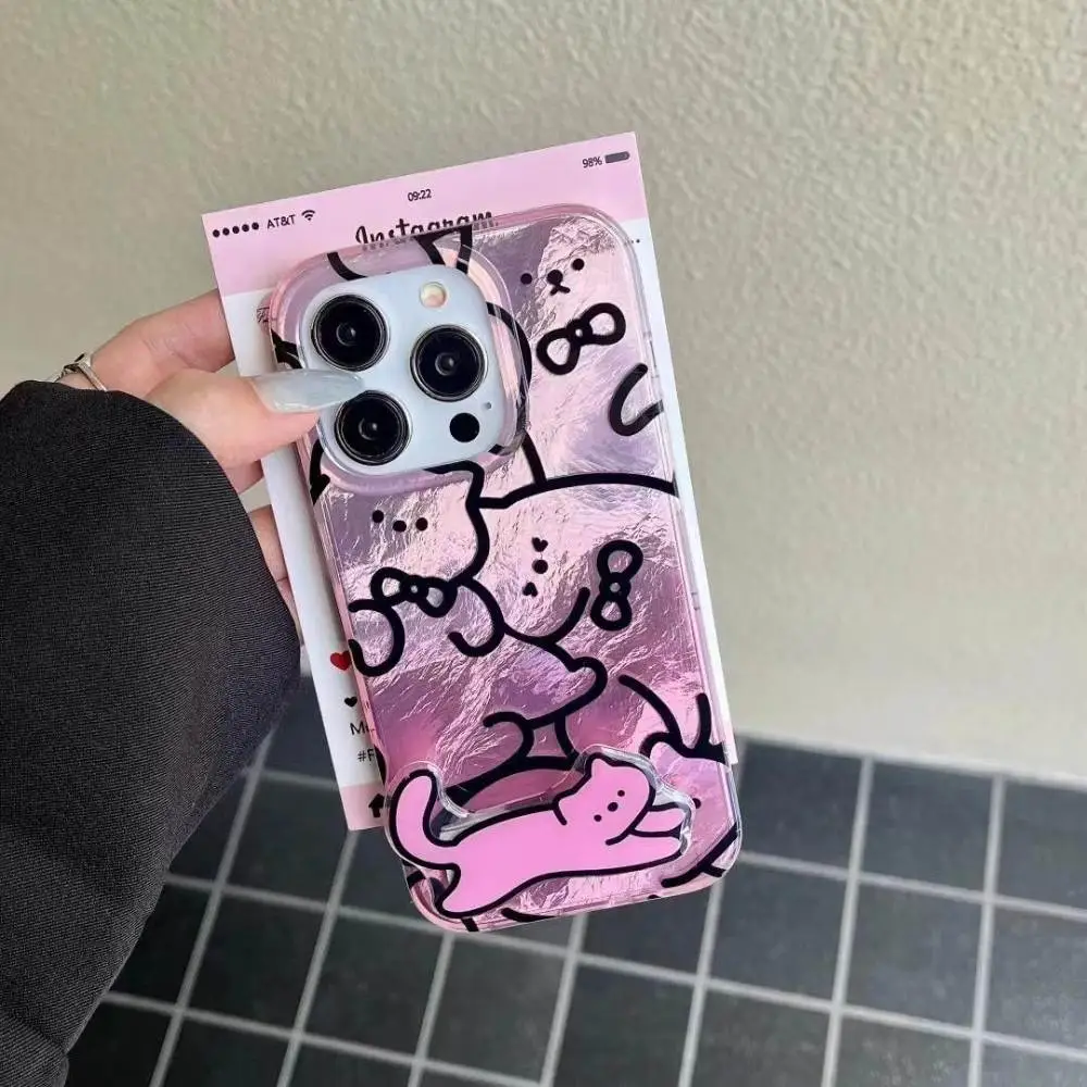 Cats Graffiti Pink Stand Case - iPhone