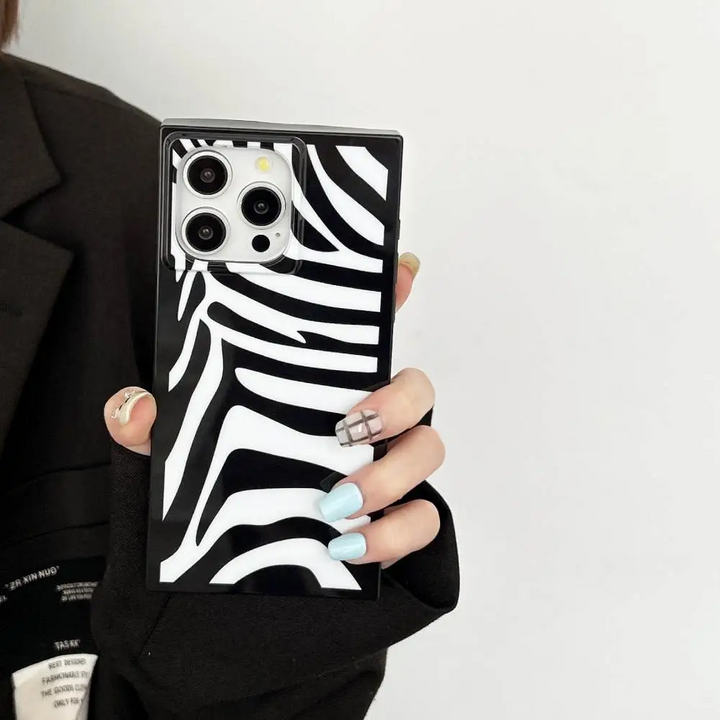 3D Rectangular Shape Zebra Case - iPhone