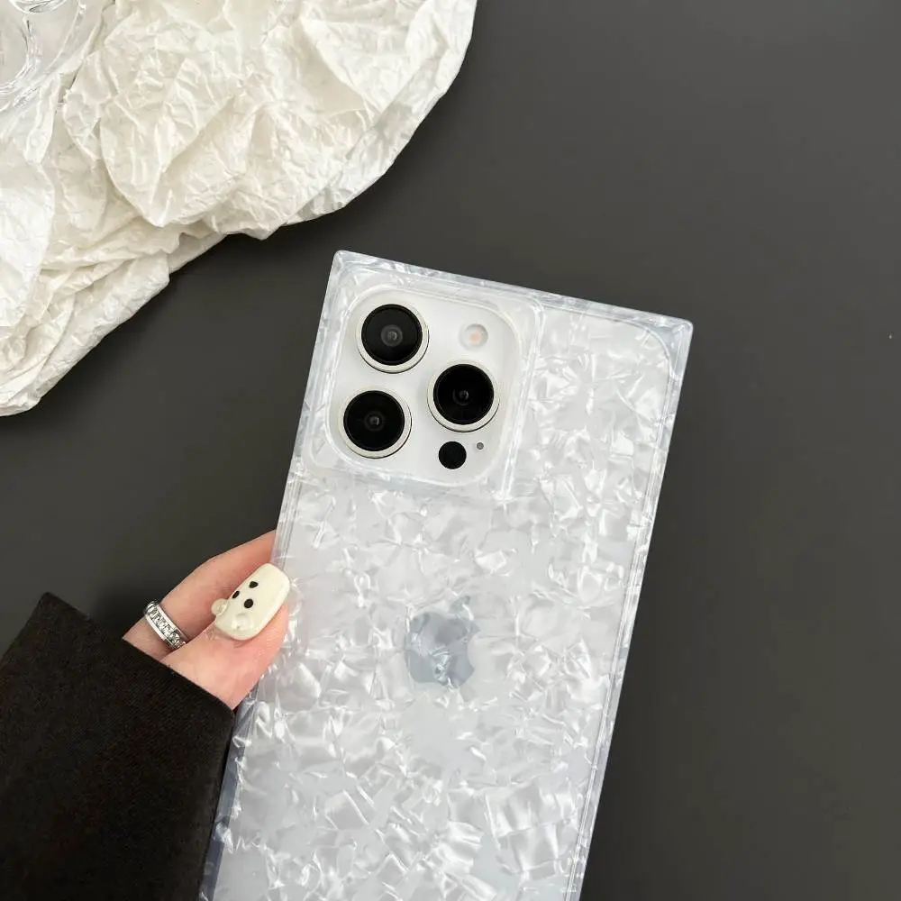 3D Rectangular Marble Translucent Case - iPhone