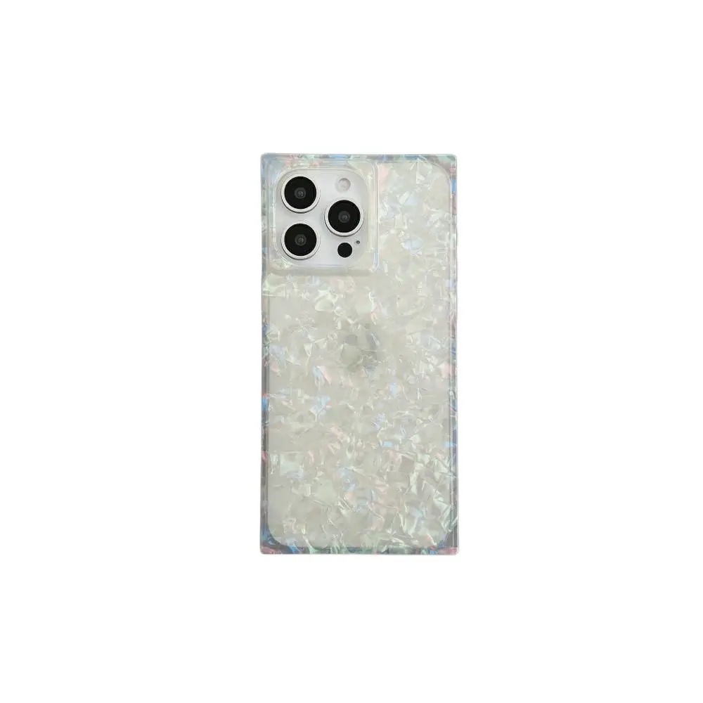 3D Rectangular Marble Translucent Case - iPhone