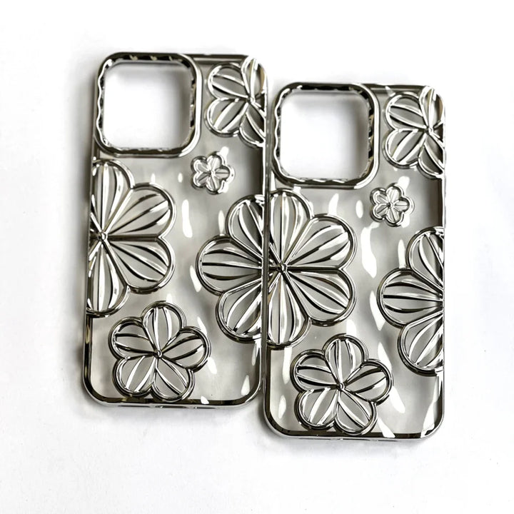 Flower Silver Translucent Case - iPhone