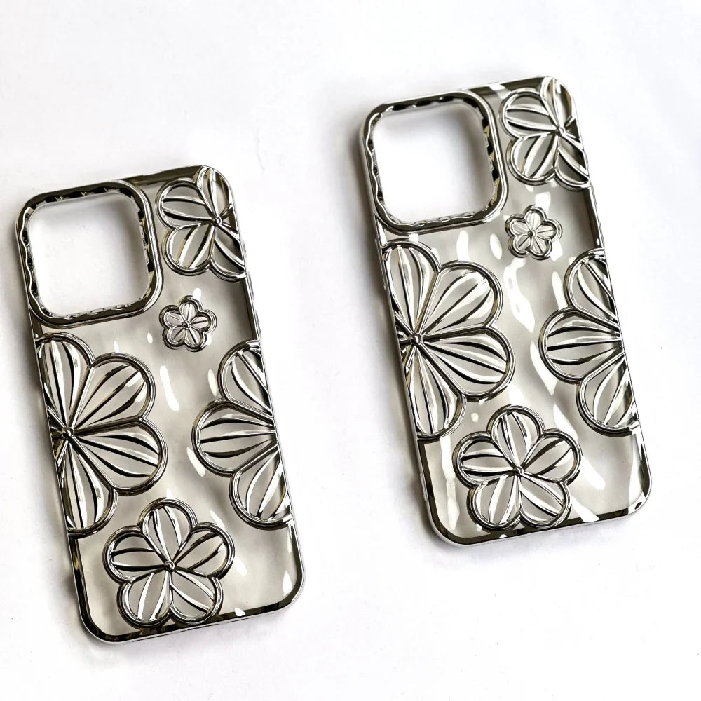 Flower Silver Translucent Case - iPhone