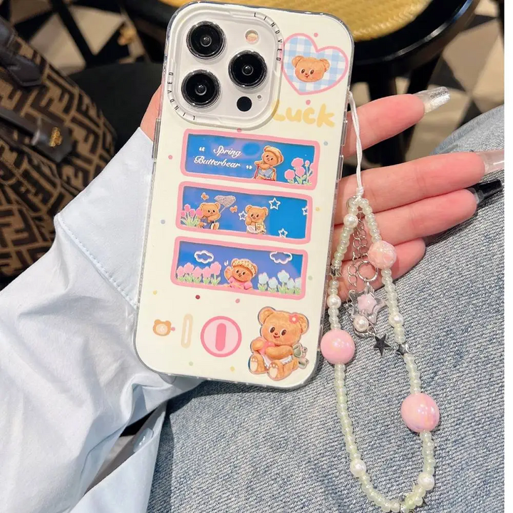 Butter Bear Springtime Holo Case With Pendant Charm - iPhone