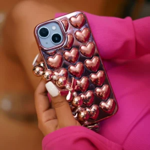 Little Hearts Case With Pendant Charm - iPhone