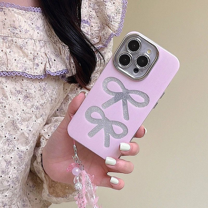 Premium Pink Bow Case With Charm - iPhone