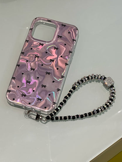 Bow Patter Shimmer Case with Charm - iPhone