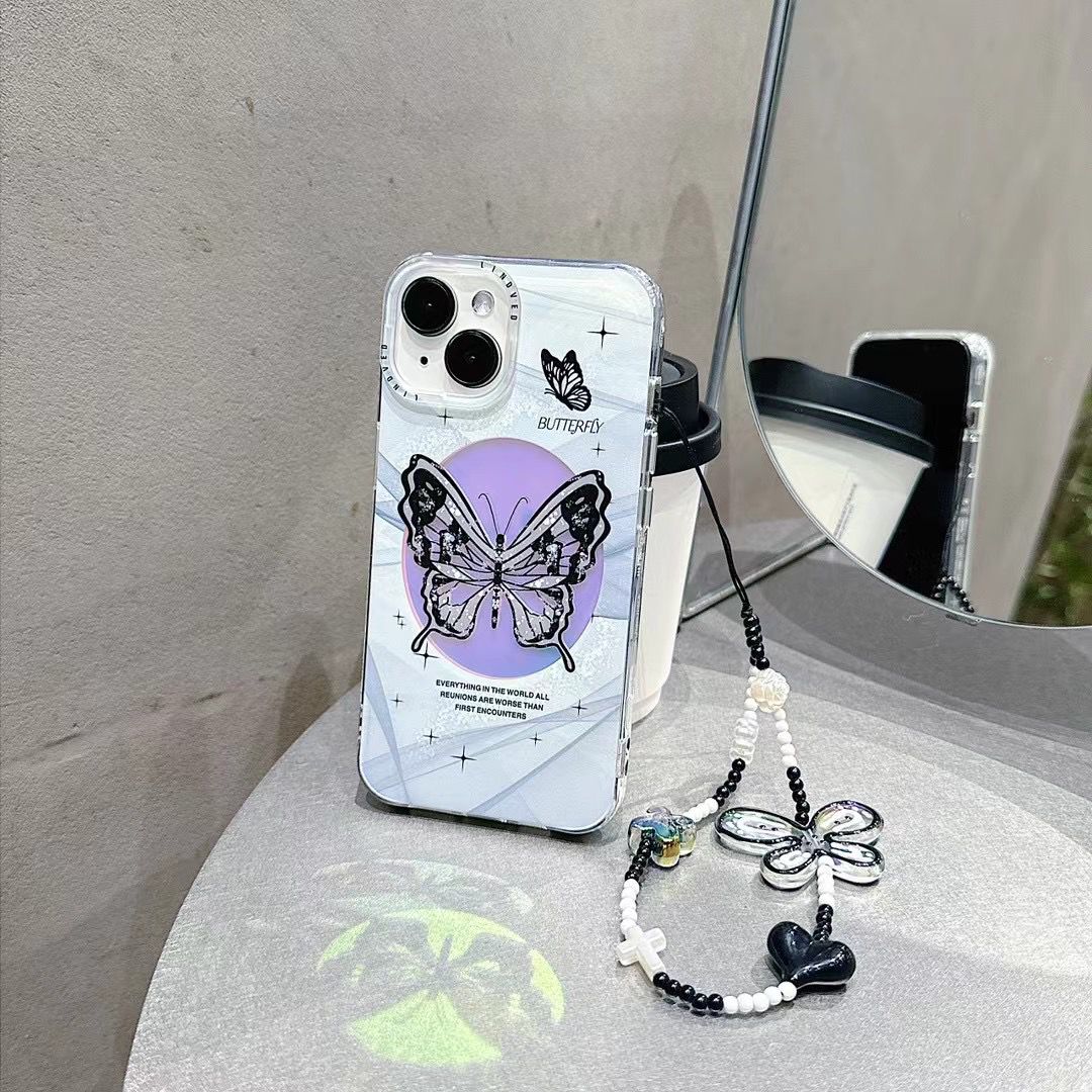 Butterfly 🦋 Holographic Case with Pendant Chain - iPhone