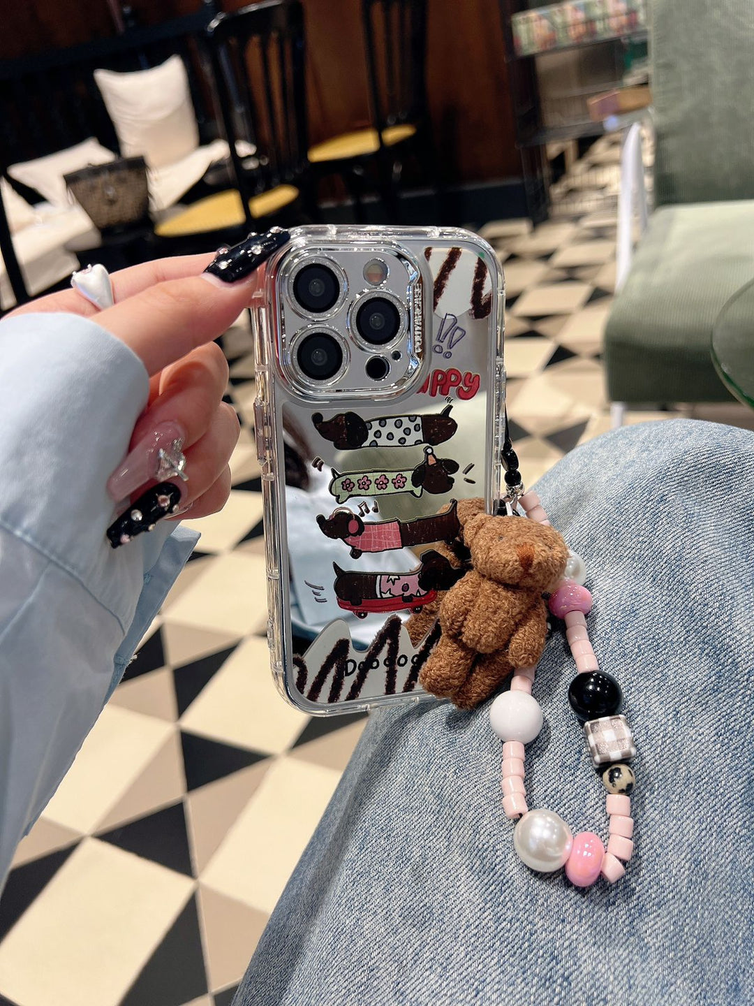 Dodo Dog Camera Shimmer Case With Cute Pendant Charm  - iPhone