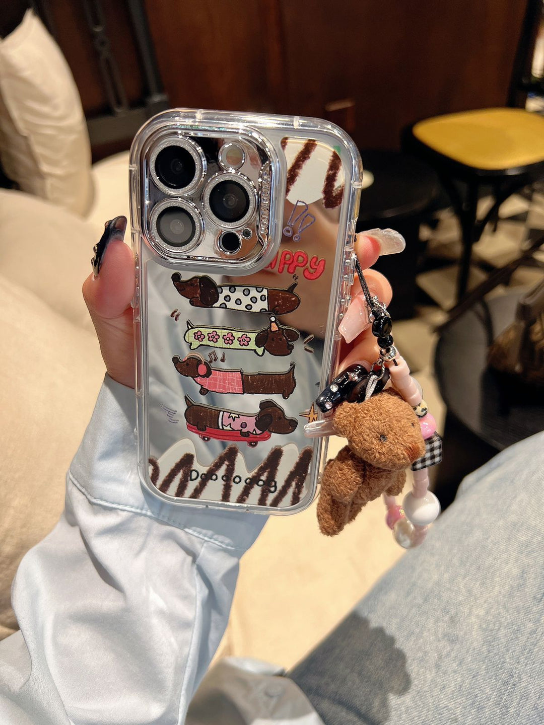 Dodo Dog Camera Shimmer Case With Cute Pendant Charm  - iPhone