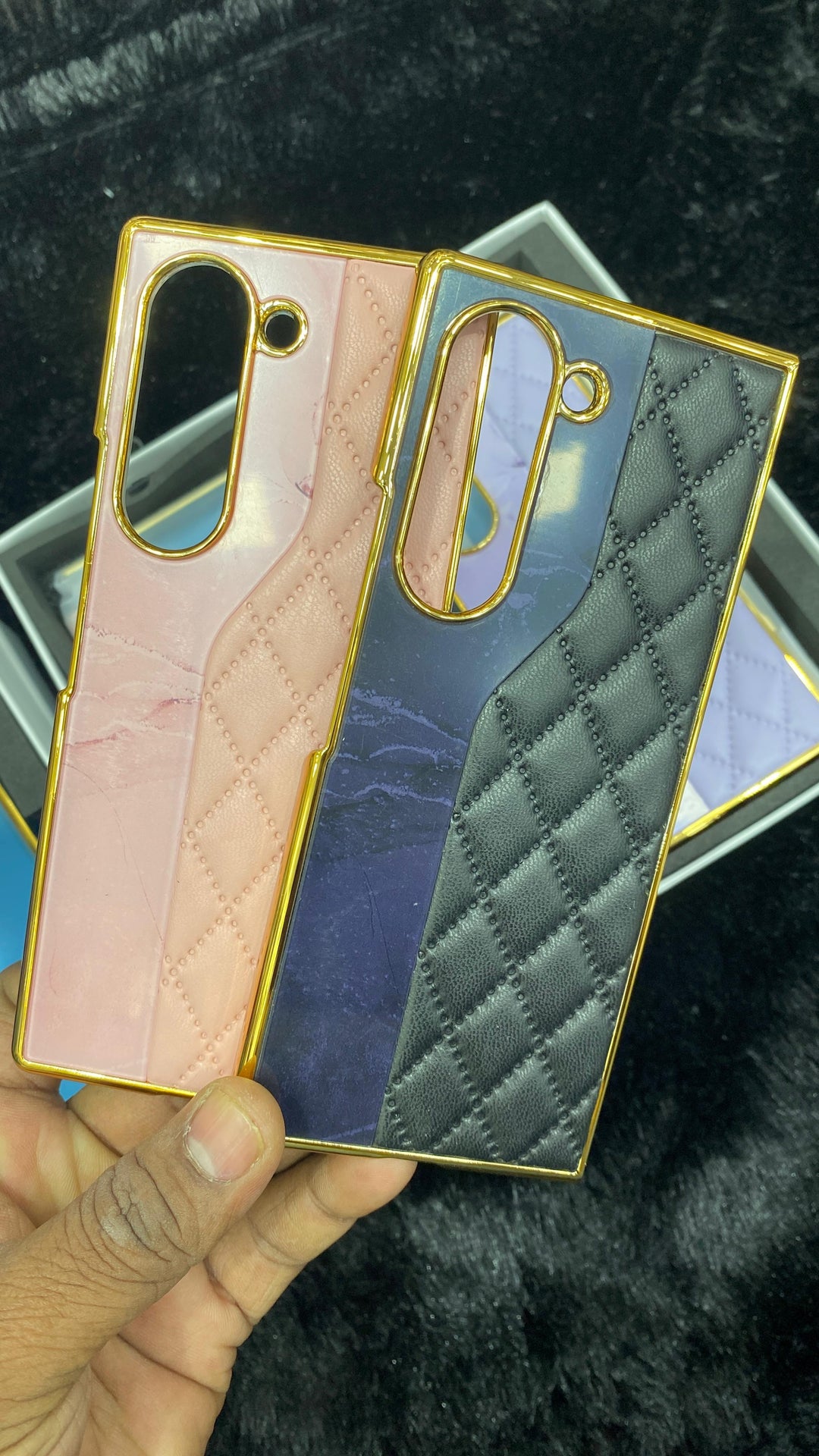 Luxury Marble Gold Shine Case with Front Protection - Samsung