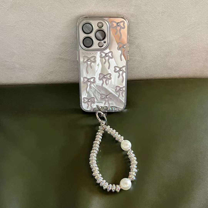 Pearl Elegance Bow Case with Pendant Charm - iPhone