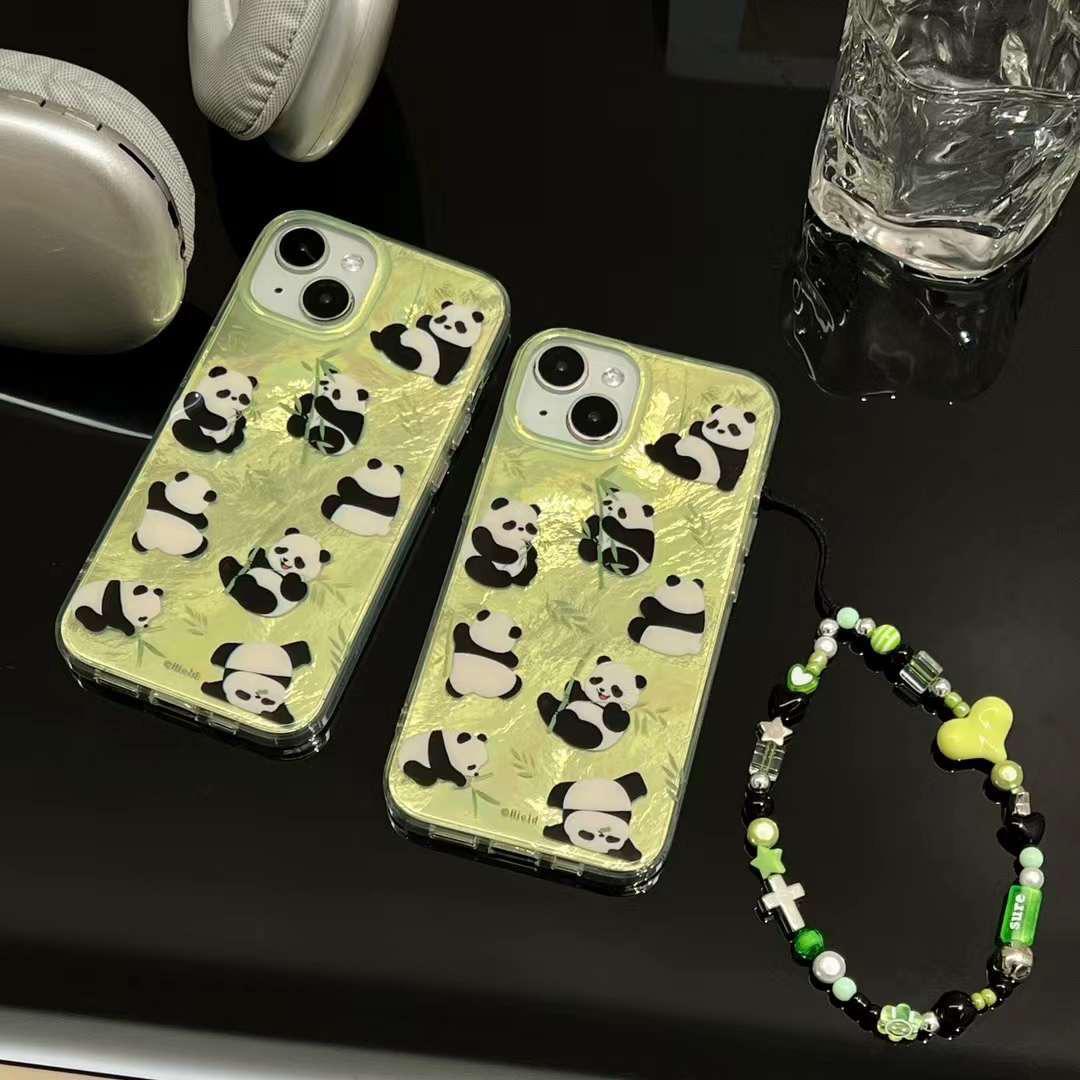 Green Panda Case with Pendant Charm - iPhone