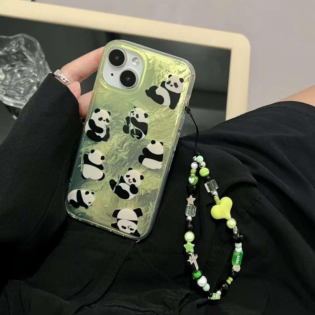 Green Panda Case with Pendant Charm - iPhone