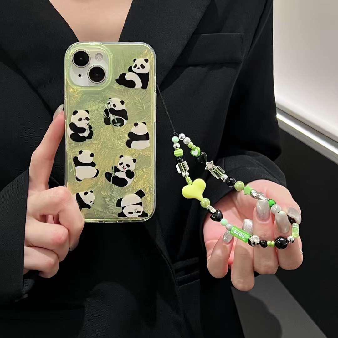 Green Panda Case with Pendant Charm - iPhone