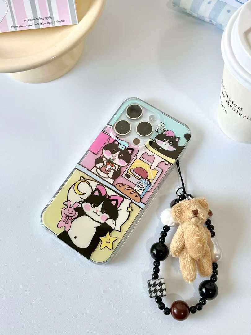 Purrfectly Adorable Kitty Case with Teddy Plushie Charm - iPhone