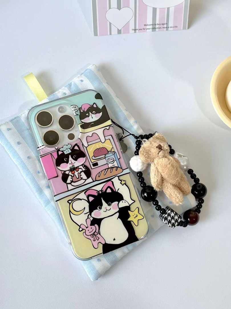 Purrfectly Adorable Kitty Case with Teddy Plushie Charm - iPhone