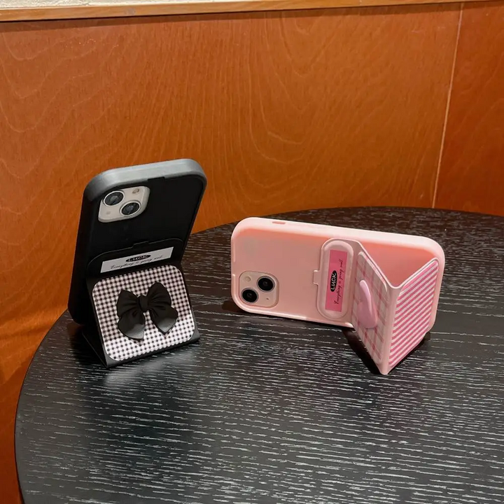 Heart and Ribbon Fold Stand Case - iPhone