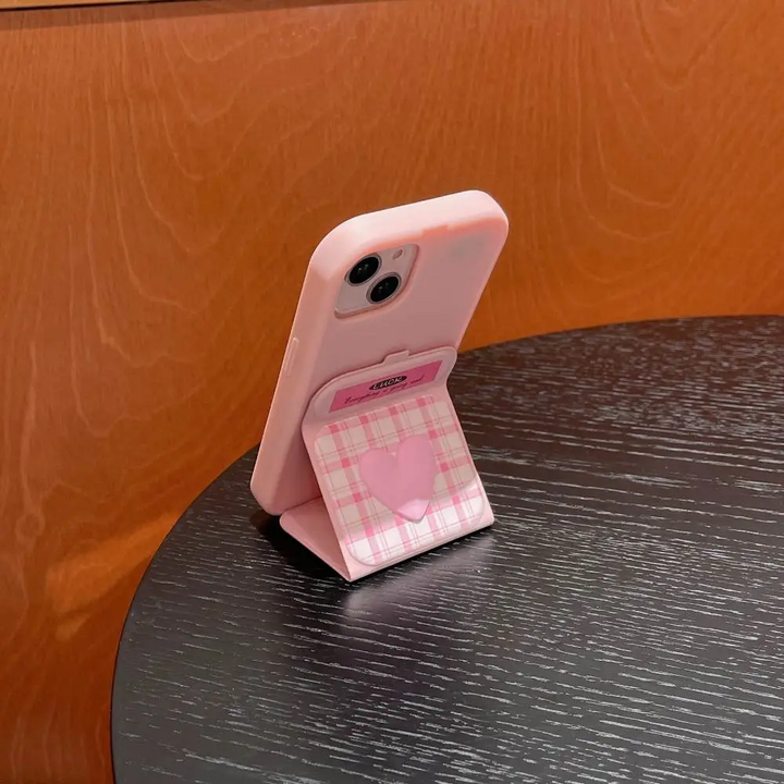 Heart and Ribbon Fold Stand Case - iPhone