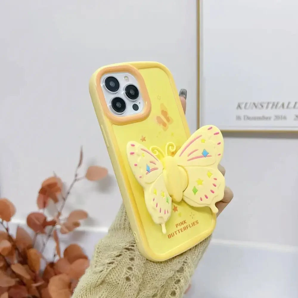 Pastel Butterfly Case With Stand Pop Socket - iPhone