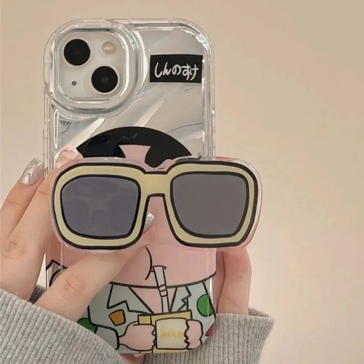 Lazy Shinchan Case With Charm - iPhone