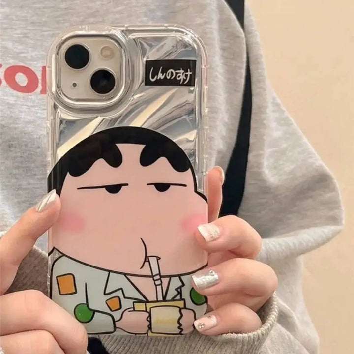 Lazy Shinchan Case With Charm - iPhone